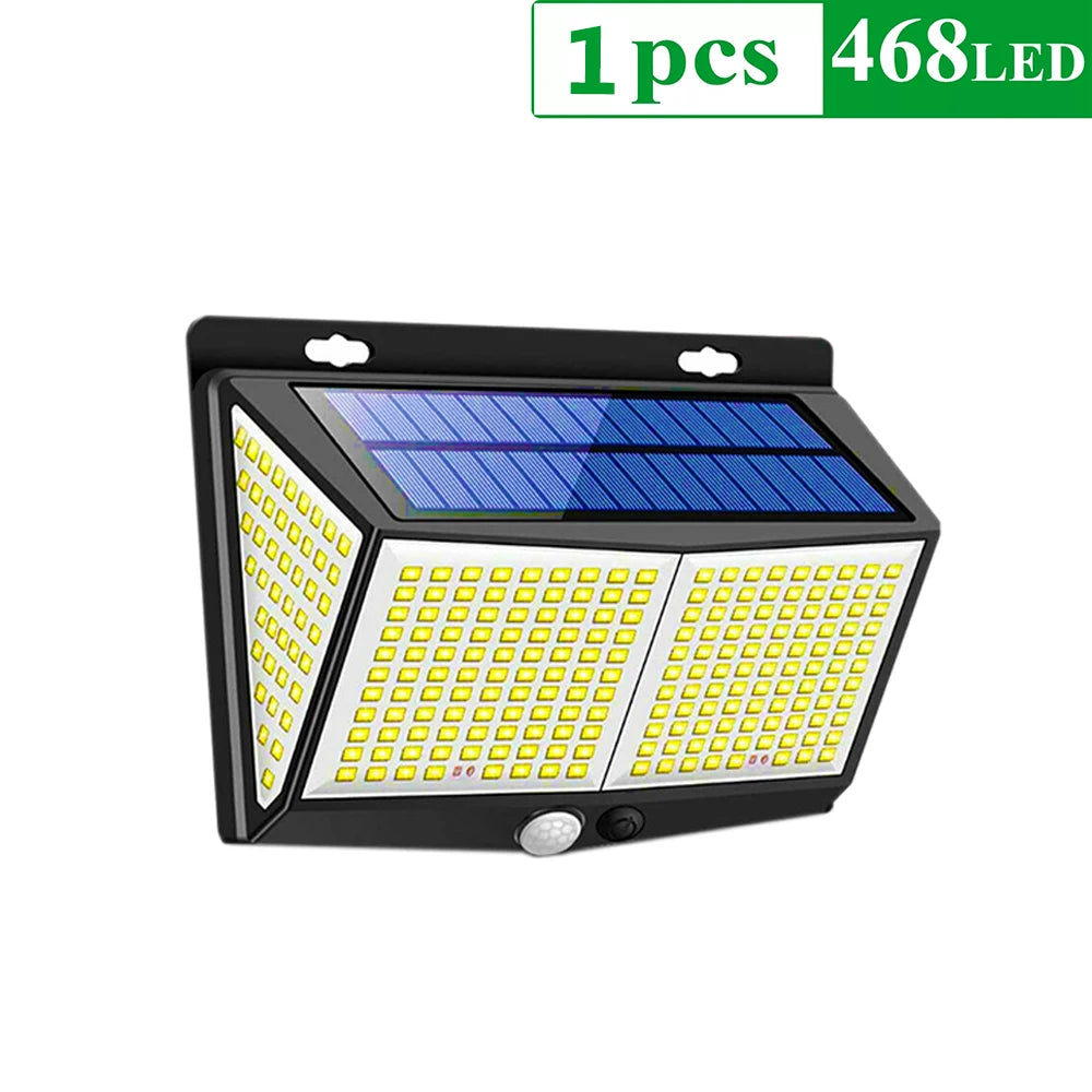 4pcs 468 LED Solar Led Lamp Outdoor Solar Light with Motion Sensor Wall Lights Waterproof Sunlight Powered for Garden Decoration