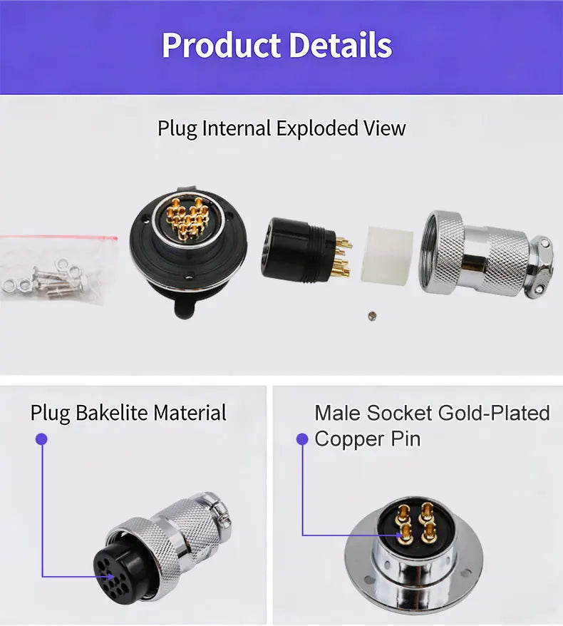 GX25 Plug Cable Connector Flange Fixing 20A 2Pin 3Pin 4Pin 5Pin 6Pin 8Pin 12Pin DF25 Circular Connectors
