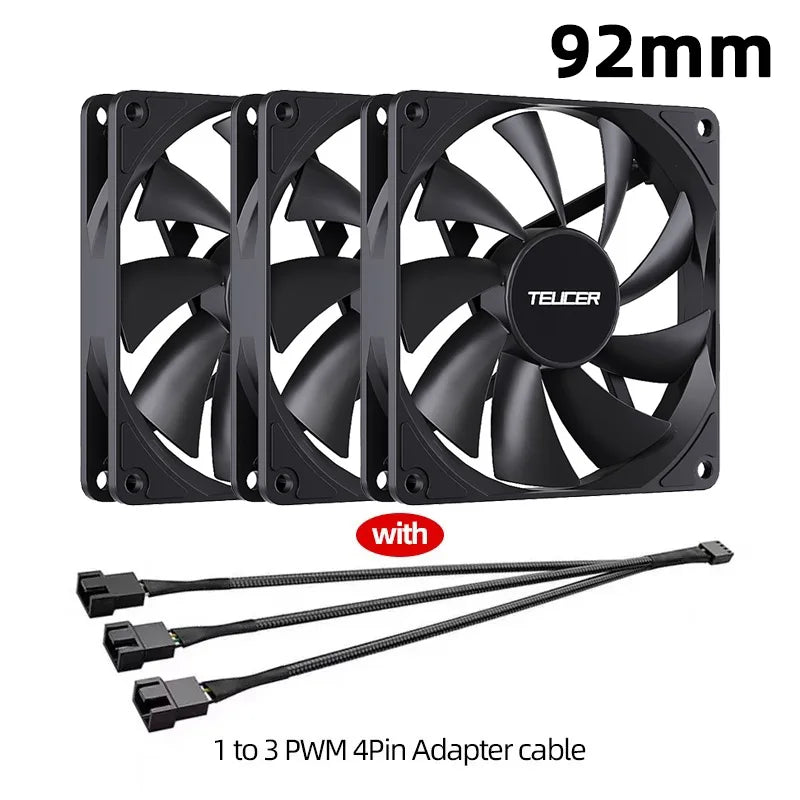 TEUCER 8015 Computer Case Fan 80mm/92mm 4-pin PWM High Airflow Ultra-thin Cooling Fan 1200-3000RPM Cascadable FDB Bearing Fan