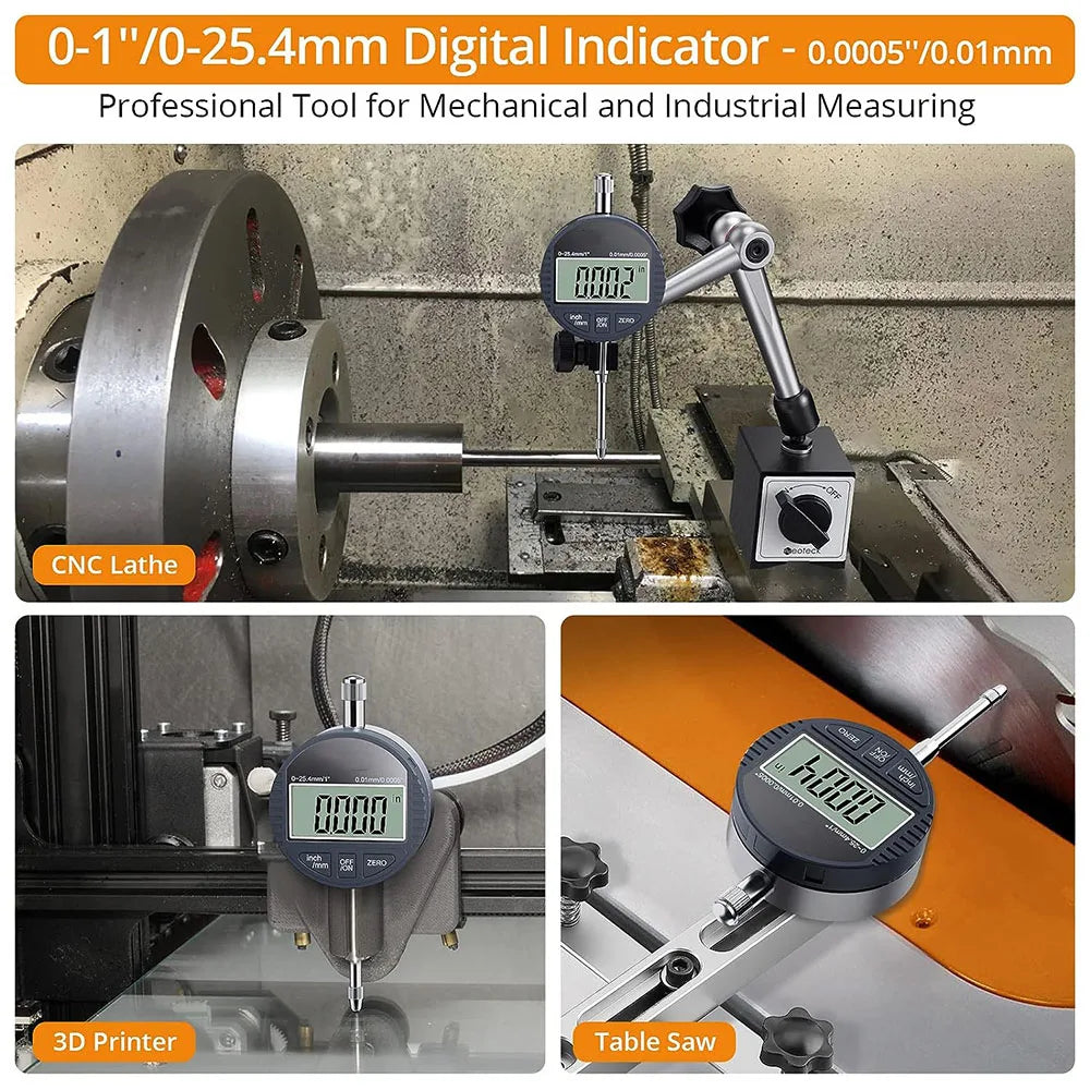 0-12.7mm/0.5' 0-25.4mm/1' Range Gauge Digital Dial Indicator Precision Tool 0.01mm/0.005' 0.001mm/0.0005' Tester Tools
