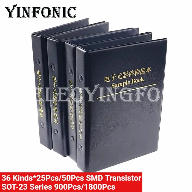 Transistor SOT-23 Sample Book 36 Kinds*25Pcs/50Pcs 900Pcs/1800Pcs Assorted SMD Transistors Kits S9012 SS8050 SS8550 2N5401