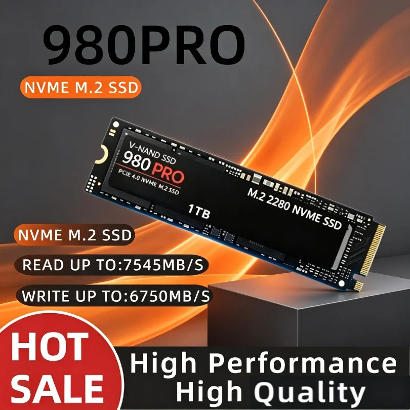 Original 980Pro PCIe Gen4 x4 NVMe M.2 1TB SSD, 3D TLC NAND, 7000MB/s Ultra‑Fast Read Storage Drive for PC and Gaming Laptops