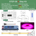 COB LED Strip PIR Motion Sensor Stair Lights Kit Step by Step Control Indoor Smart Staircase Lighting Controller with Main Line
