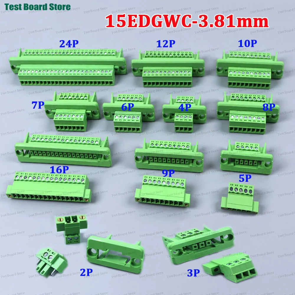 1Set 15EDGWC Pitch 3.81mm 2P/3P/4P/5P/6P/7P/8P/9P/10P/12P/16P/24P Pluggable Terminal Block Connector