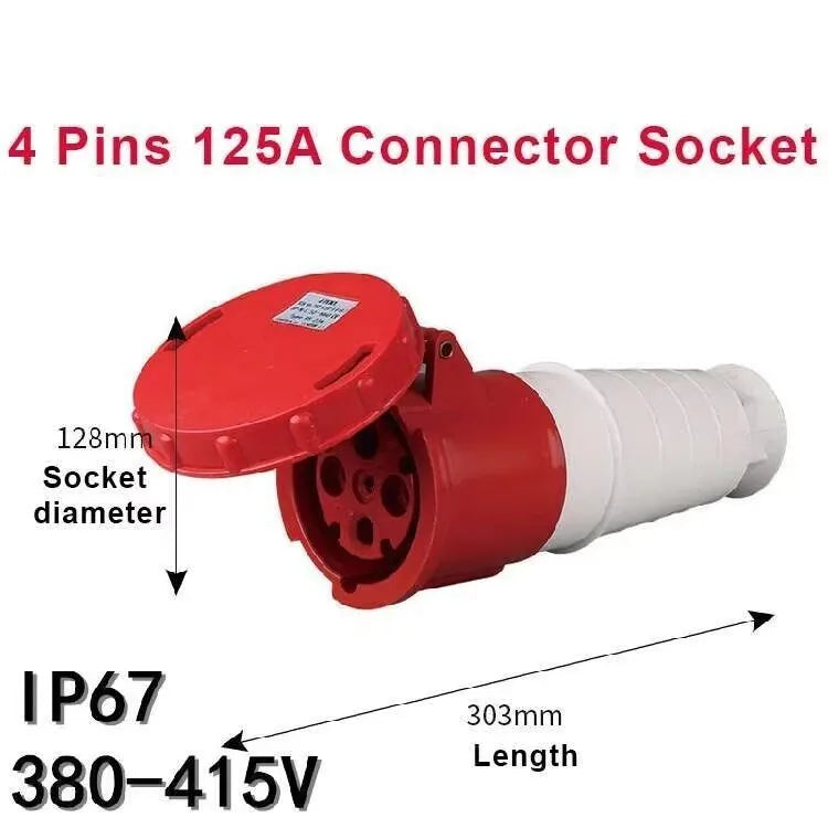 63A/125A Waterproof IP67 Aviation Explosion-proof Connector Surface And Concealed Industrial Plug Connctor 3 4 5 Core Pins