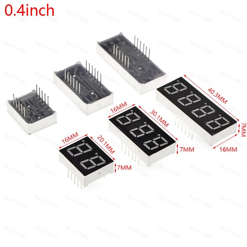 5Pcs LED Digital Tube Display 0.28/0.36/0.4/0.56/0.8-Inch 1/2/3/4-Bit 7 Segment Common Cathode/Anode Red/White/Yellow/Green/Blue