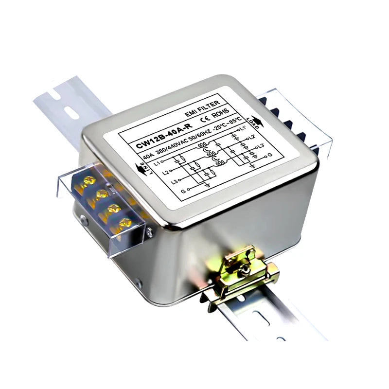 CW12B-10A/20A/30A/40A-R Three-phase three-wire power filter 380V AC Terminal type guideway CW12B-10A-R CW12B-30A-R