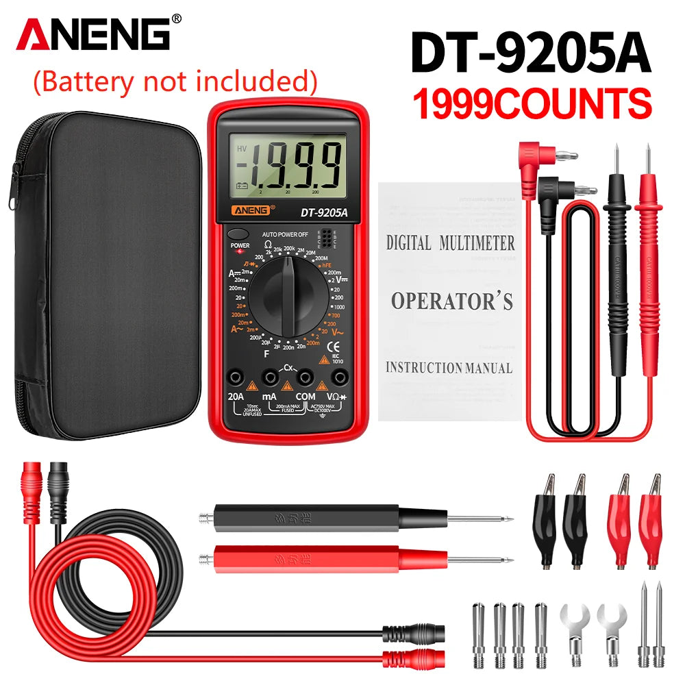 Profesional Digital Multimeter AC/DC Voltage Current Test ANENG Capacitance NCV Resistance Ohm Electrical Test Meter Tools
