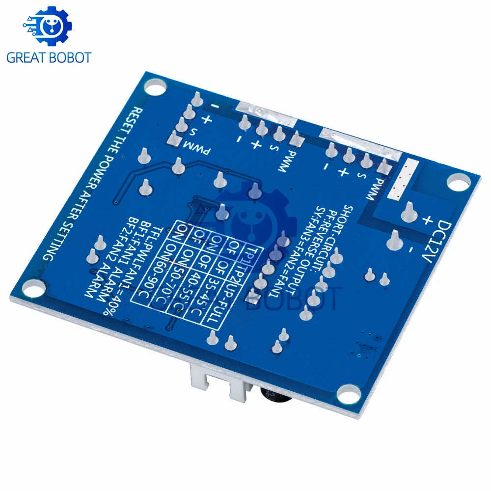 DC 12V 5A PWM PC CPU Fan Temperature Control Speed Controller Module Buzzer High-Temp Alarm NTC B 3950 Thermistor 50K