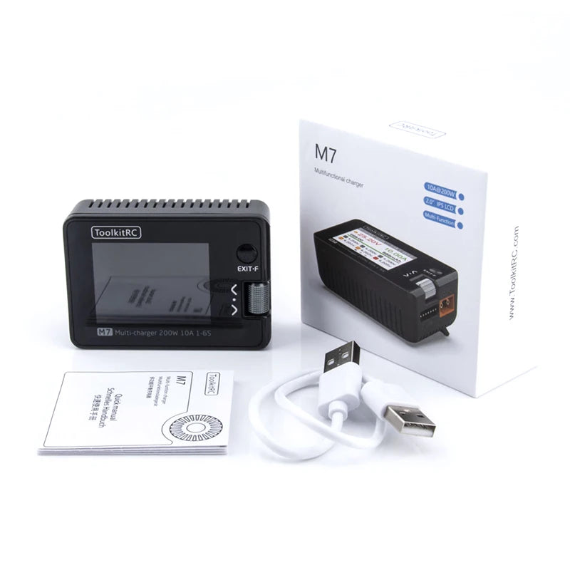 ToolkitRC M7 200W 10A Lithium Battery Balance Charger Discharger 1-6S Lipo With Voltage Servo Checker ESC Receiver Signal Tester
