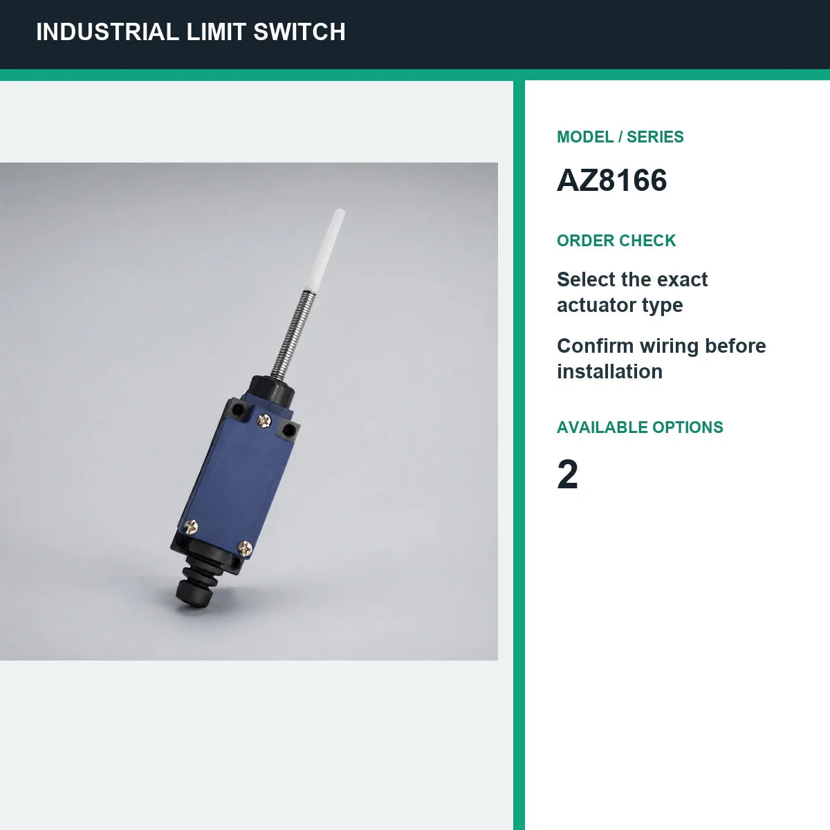 AZ8166 Industrial Limit Switch Micro Travel Switch for CNC Automation Machinery