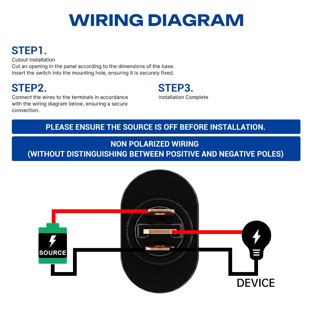 FILN 3Pcs 12V Rocker Switch 6A 3 Pin Threaded Mount Round LED Dot Light Toggle Power Switches for Small Home Appliance Auto