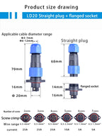 IP68 Waterproof Connector LD Series Male Plug & Female Socket 2-7 Pin & 9 Pin Panel Mount Aviation Wire Electrical Cable Connect