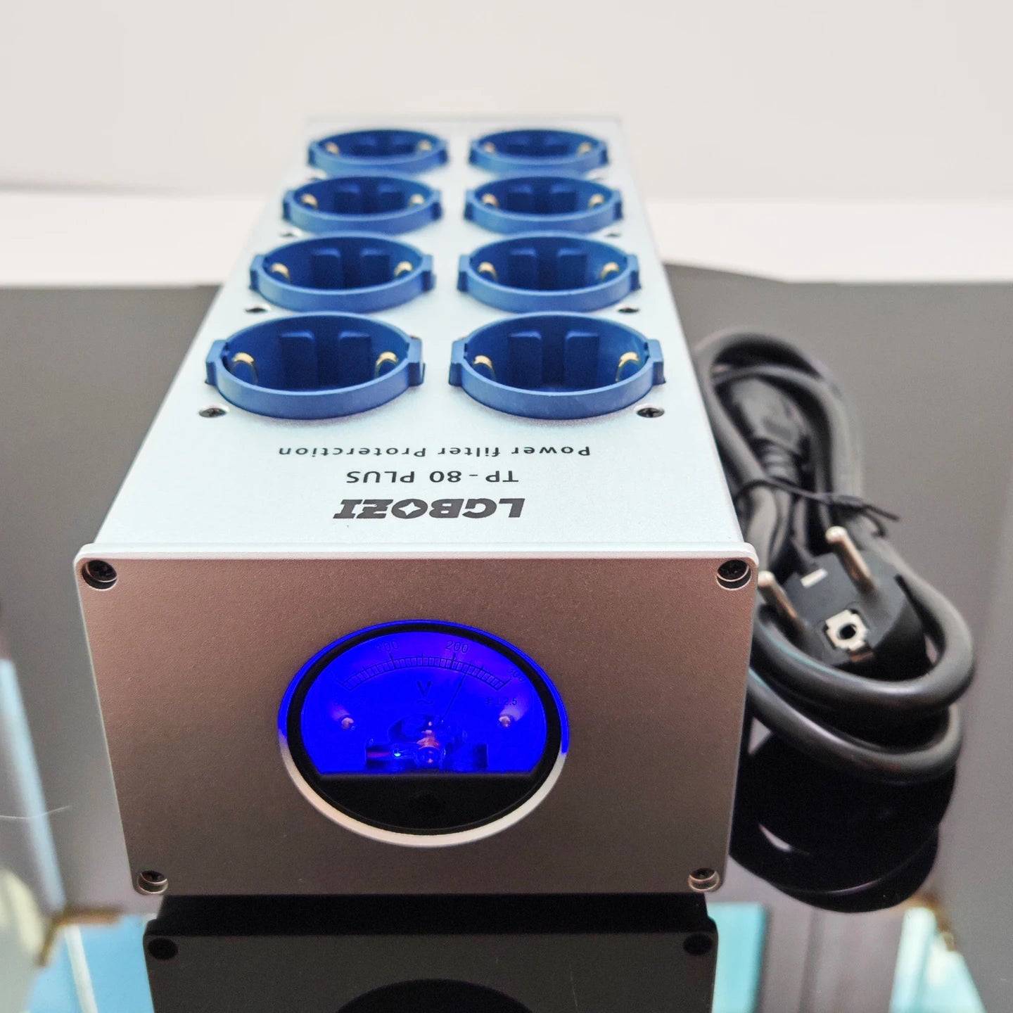 LGBOZI Tp80 Power Filter Socket Noise Reduction Overload Protection Voltage Display Function Audio Amplifier European Plug Board