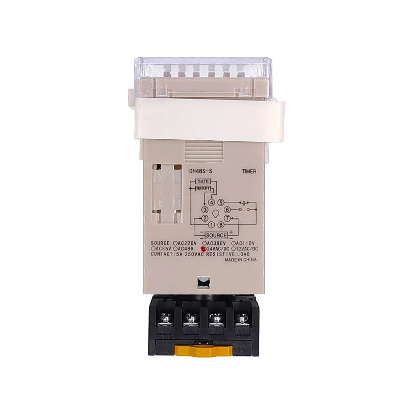DH48S-S 12V Time Relay 220VAC 24VDC Repeat Cycle SPDT with Socket DH48S Series Delay Timer with Base