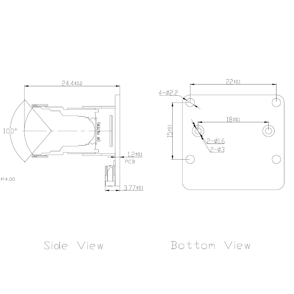 IMX477 Camera Module 100° 12.3MP with 15pin FFC Cable for Raspberry Pi 5 for Face Recognition AI Smart Applications