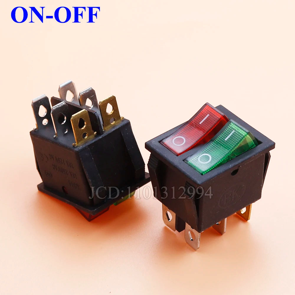 1 Piece KCD4 KCD3  6PIN 3PIN 16A 250V 20A 125V Double Light Switch Rocker Switch Waterproof ON-OFF  Boat Power Switch