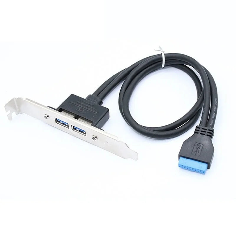 50cm Dual Port PCI Bracket Panel USB Cable 3.0 To Motherboard Mainboard 20 Pin Header Adapter Rear 20-Pins To 2 X USB A Female