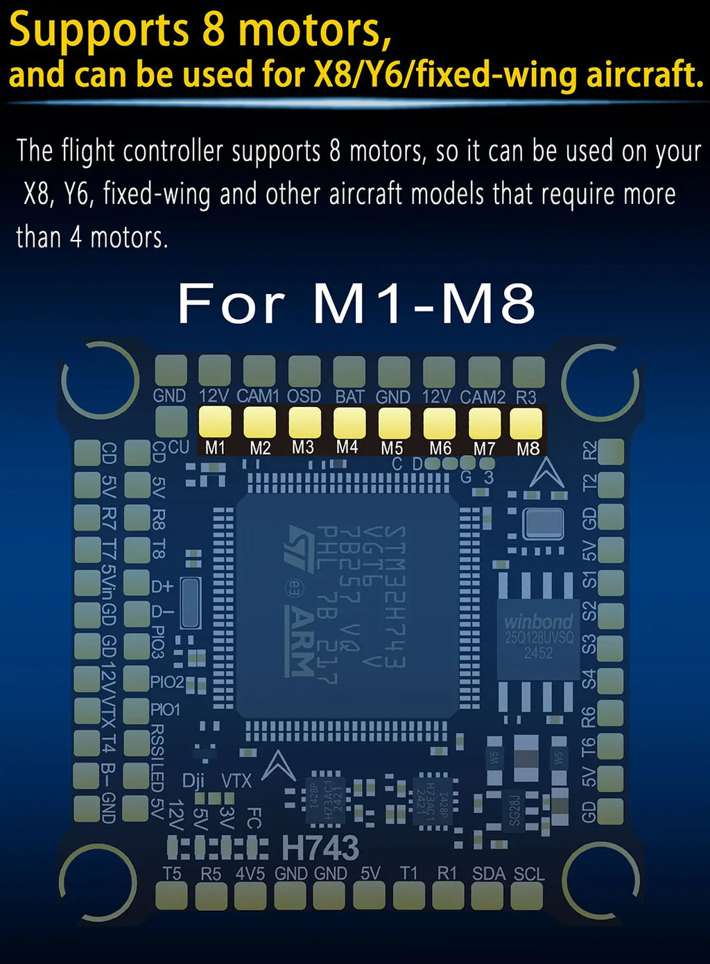 JIJIEFPV H743 Flight Controller H7 FC H743 Stack 8S 55A 60A 70A 4in1 ESC For 5inch DJI RC FPV Freestyle Drone DIY Parts