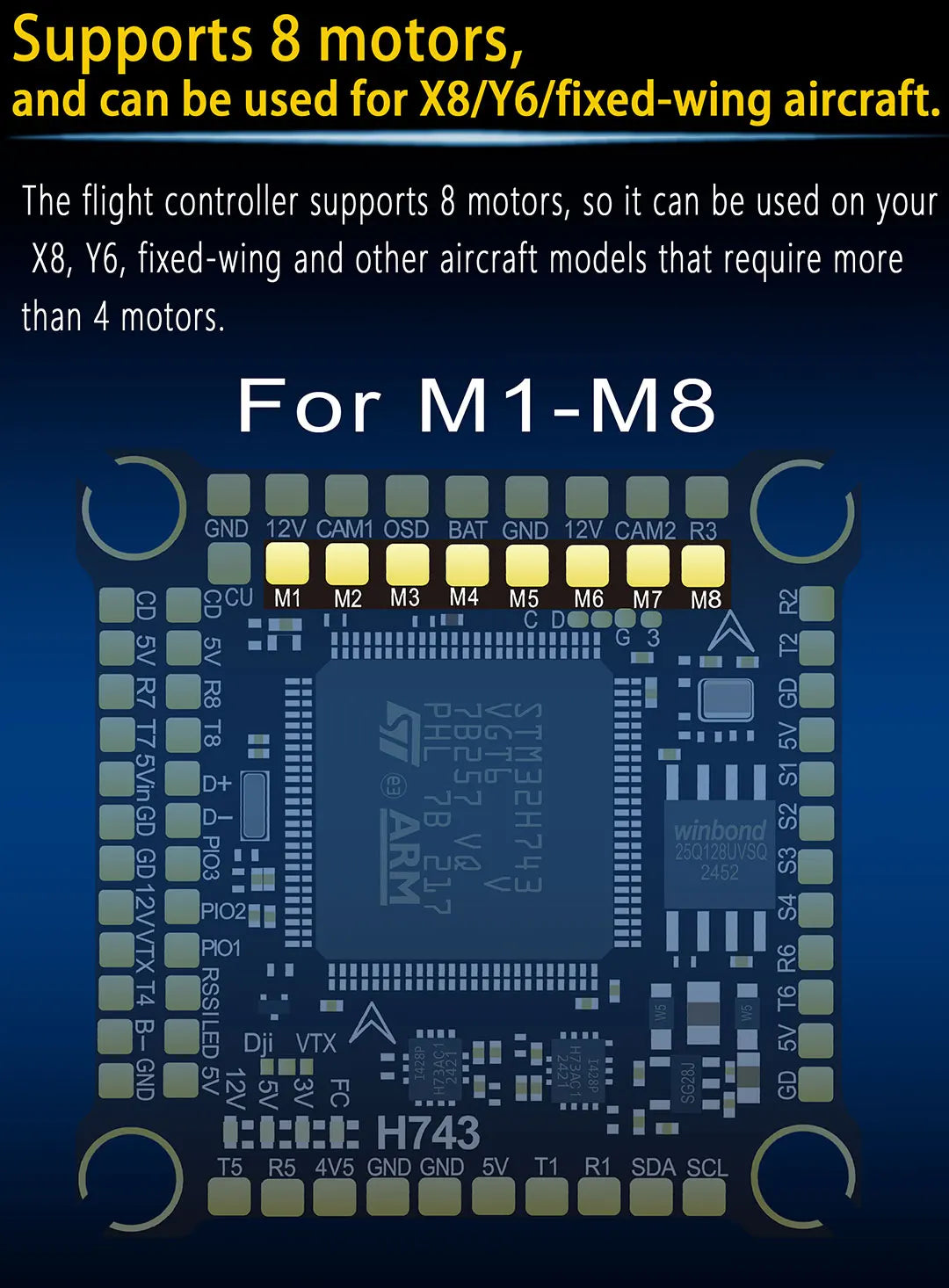 JIJIEFPV H743 Flight Controller H7 FC H743 Stack 8S 55A 60A 70A 4in1 ESC For 5inch DJI RC FPV Freestyle Drone DIY Parts
