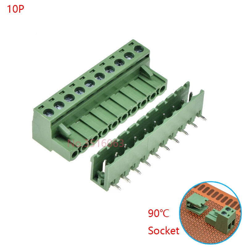 10Sets 2edg 2/3/4/5/6/7/8/9 Pin Screw Terminal Block Connector 5.08mm Pitch Plug + Straight Pin Header Socket For Pcb 2p 3p 4p
