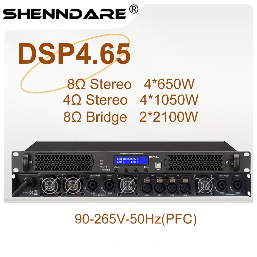 ShennDare Professional Digital DSP Power Amplifier 4x1000W 8OHM 4CH Sound Amplifier Processor DJ Subwoofer Line Array Speaker