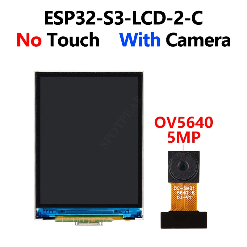 Waveshare ESP32-S3 2inch Capacitive Touch Display IPS 240×320 Camera Touch Option Supports WiFi Bluetooth Development Board