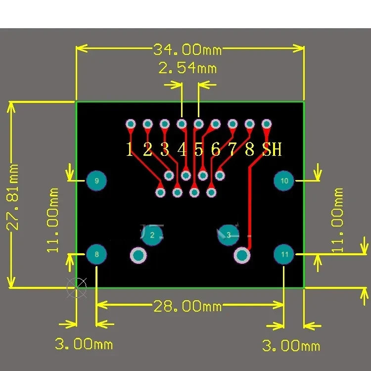 TZW 1Pcs RJ45 Adapter Board To XH2.54 Modular Ethernet Connector Adapter Network Interface + Breakout Board + Pin Header