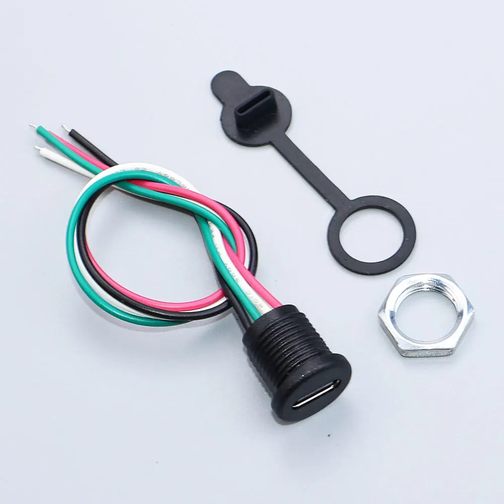 JCD 2/4/5Pin Type C Connector With Line Nut Locking Plate PH 2.0 Waterproof Cap High Current Fast Charging Jack USB C Port
