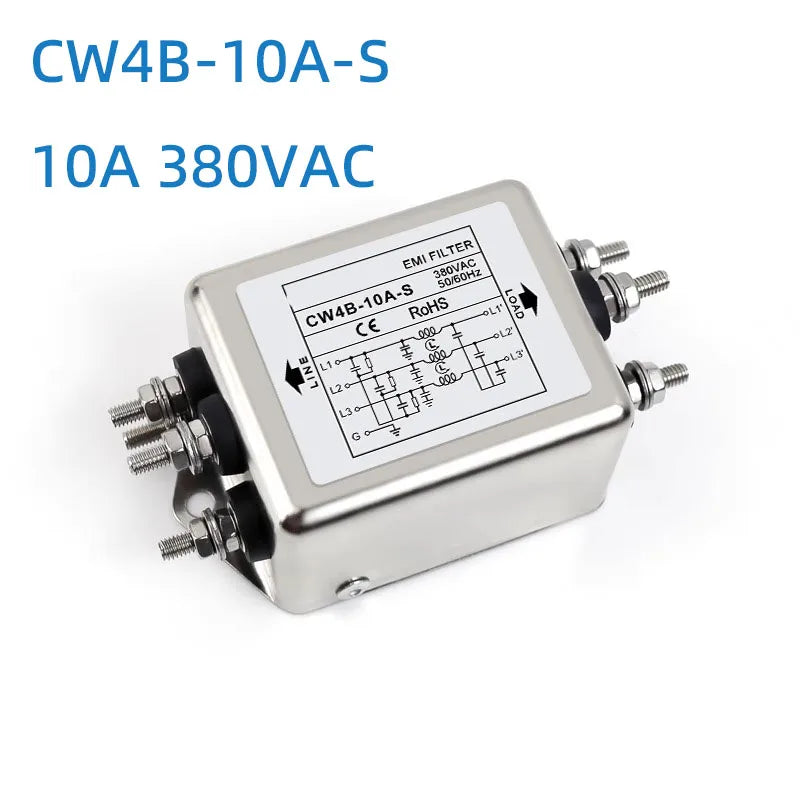 Three-phase three-wire power supply filter CW4B-10/20/30A-S 380VAC EMI filter auger-type audio power purifier anti-interference