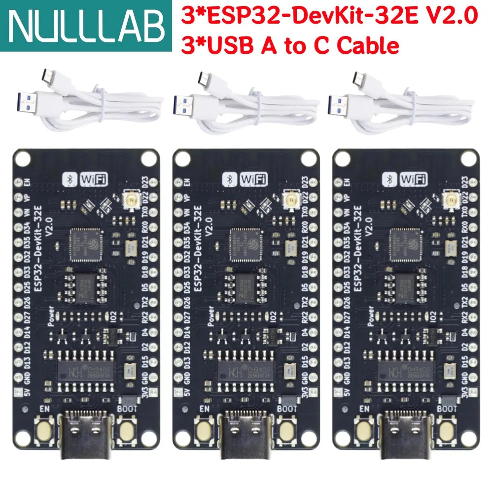 Upgraded ESP32 Development Board with USB-C Port, Equipped ESP32-D0WD-V3 Chip and 4MB Flash, 2.4GHz WiFi + BLE & Classic Bluetoo