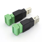 1pcs USB 2.0 Type A Male/Female to 5 Pin Screw Connector USB Jack with Shield USB2.0 to Screw Terminal Plug Soldering Free