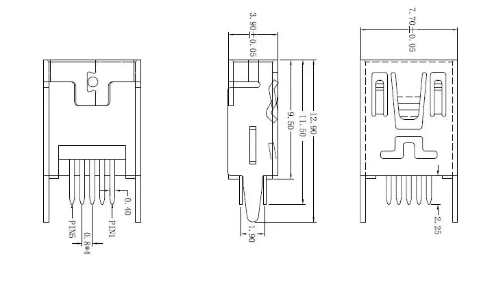 10Pieces 9Types Mini USB Connector B Type USB 2.0 Jack 5pin SMT DIP PCB Board Sink 1.7 USB Socket Female Jack 2.0