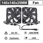 Gdstime 40mm 50mm DC 5V USB 60mm 70mm TV Box Cooling Fan 120mm 140mm Brushless AV Receiver Cooler w 2 in 1 USB Controller Cable