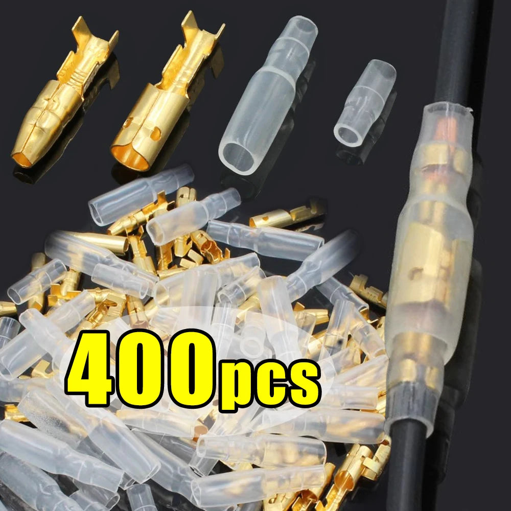 4.0 Bullet Crimp Terminal Car Electrical Wire Connector with Insulated Sleeve Copper Male and Female Quick Wire Connectors Sets