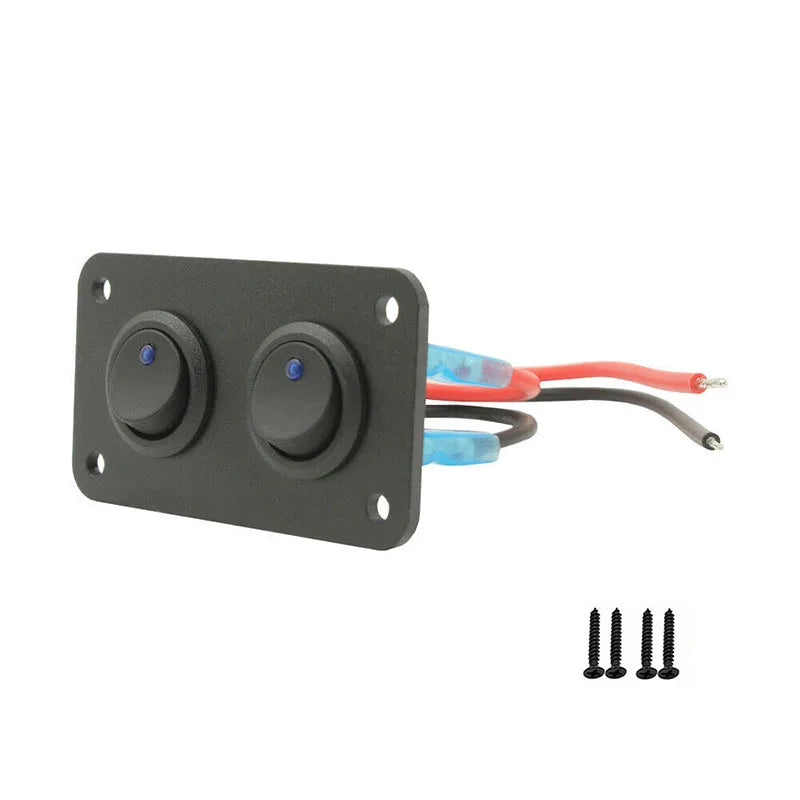 12V 1-4 Gang Universal Toggle Switch Panel USB Car Boat Marine RV Truck Blue LED Styling Accessories Marine Rocker Switch
