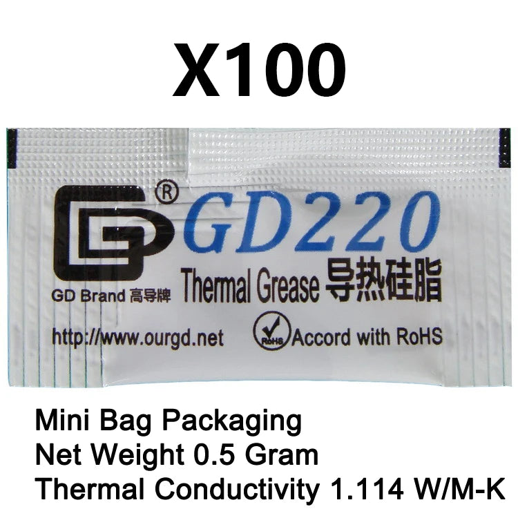 100 Pieces 0.5g Mini Bag Packaging GD Brand Series GD900 Thermal Grease Paste CPU Heat Sink Compound MB05