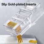 ONTi 10/50pcs CAT6 CAT5E Pass Through RJ45 Modular Plug Network Connectors UTP 50μ Gold-Plated 8P8C Crimp End for EthernetCable