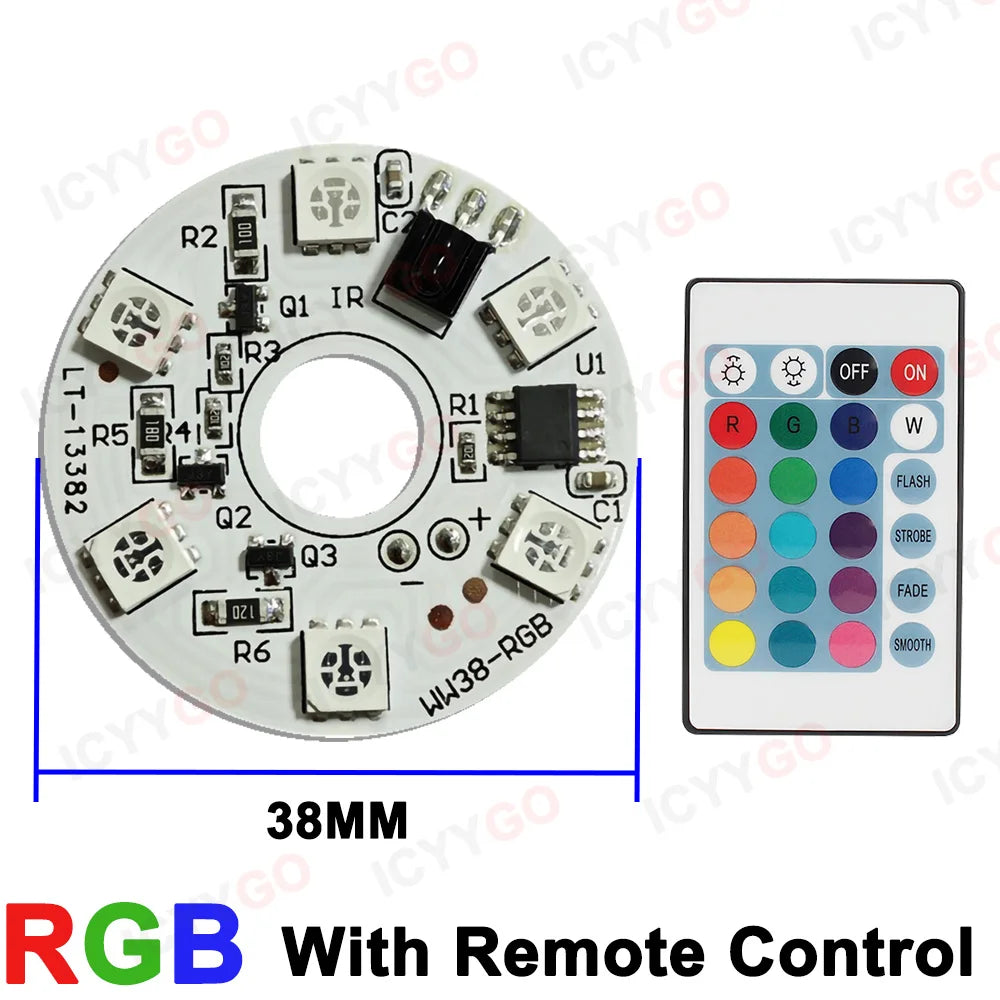 LED Light Panel 5V Color RGB Colorful Gradient Light Source Infrared 24-Key Wireless Remote Control Switch Nn/Off Control/Touch