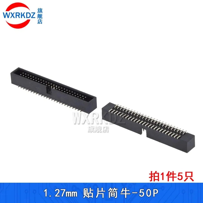 10pcs 1.27mm Pitch 6 8 10 14 16 20 26 30 34 40 50 60 Pin SMT SMD Male Shrouded Box Header IDC Connector