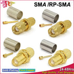 SMA RPSMA Male Plug Female Jack Crimp RF Coaxial Connector Bulkhead RP SMA 5D-FB 50-5 RG5 RG6 LMR300 Cable Wire Terminals 50ohm
