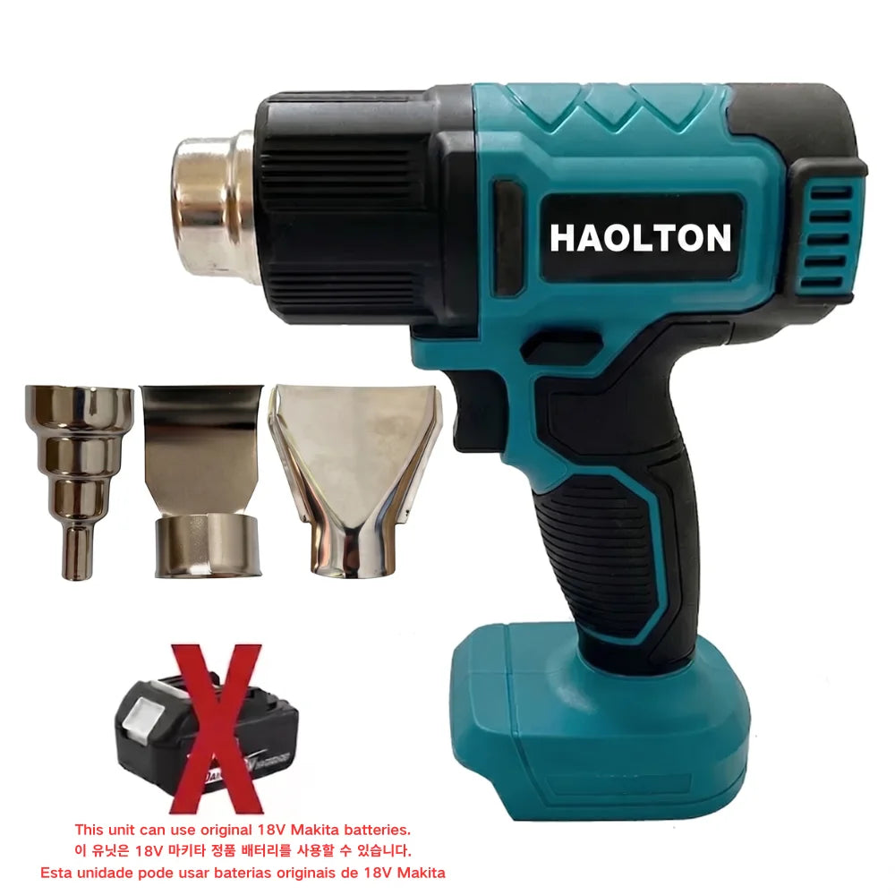 HAOLTON Gun Industrial Handheld Electric Heat Gun Temperatures Heat Gun Cordless Hot Air Adjustable 18V Battery