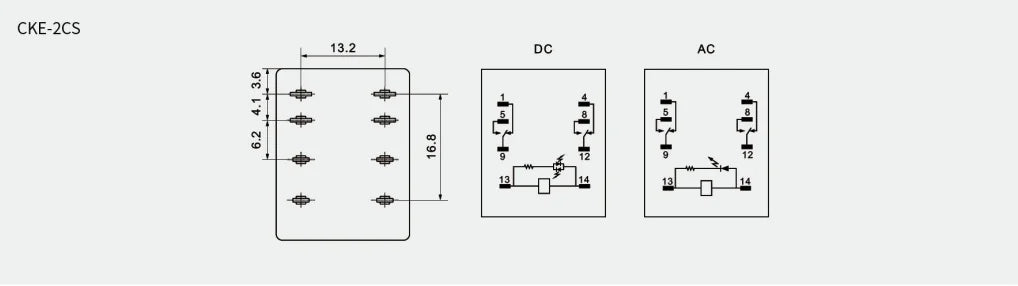 2Pcs CNTD CKE-2CS Miniature Relay 8-Pin DPDT 5A 250VAC 30VDC Plug-in Silver Alloy 14 Coil Voltages DC/AC CCC CE RoHS
