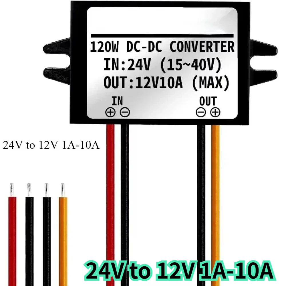 24V to 12V 1A-10A DC to DC Buck Converter Step Down Converter Adaptive Car Power Supply Module Regulator Transformer Module CE