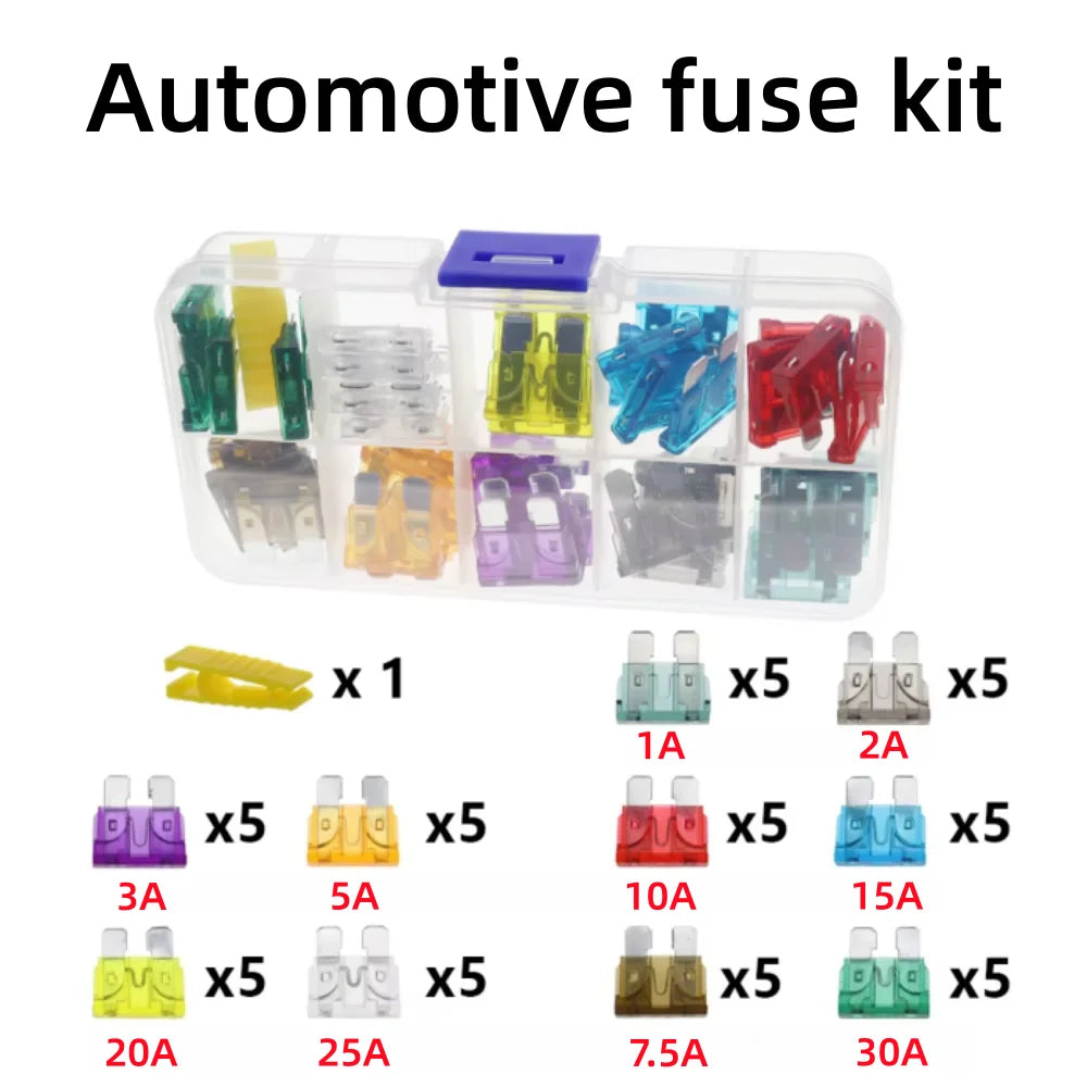 Profile Medium Mini Micro2 Size Blade Type Car Fuse Assortment 5/7.5/10/15/20/25/30/35A Fuse Set Auto Car Truck with Box Clip