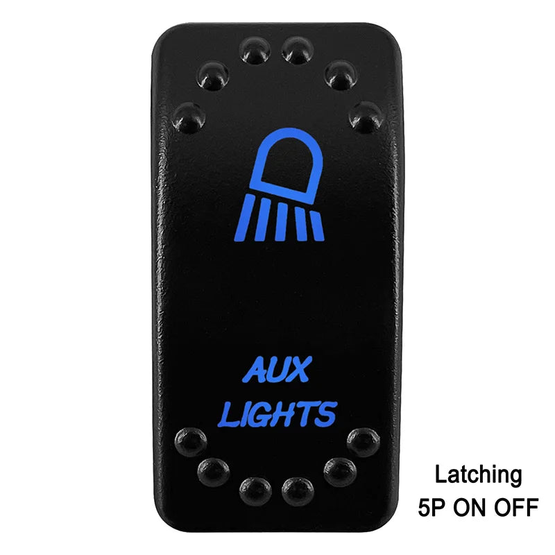 Waterproof Rocker Switch with Blue LED | 12V/24V Latching & Momentary (SPST/ DPDT) | for Marine, UTV, ATV, RZR, Automotive
