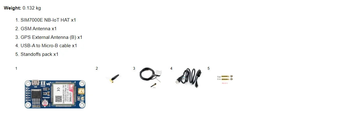 Waveshare SIM7000E NB-IoT / Cat-M / EDGE / GPRS HAT for Raspberry Pi, GNSS, for Europe, Africa, Australia, Southeast Asia