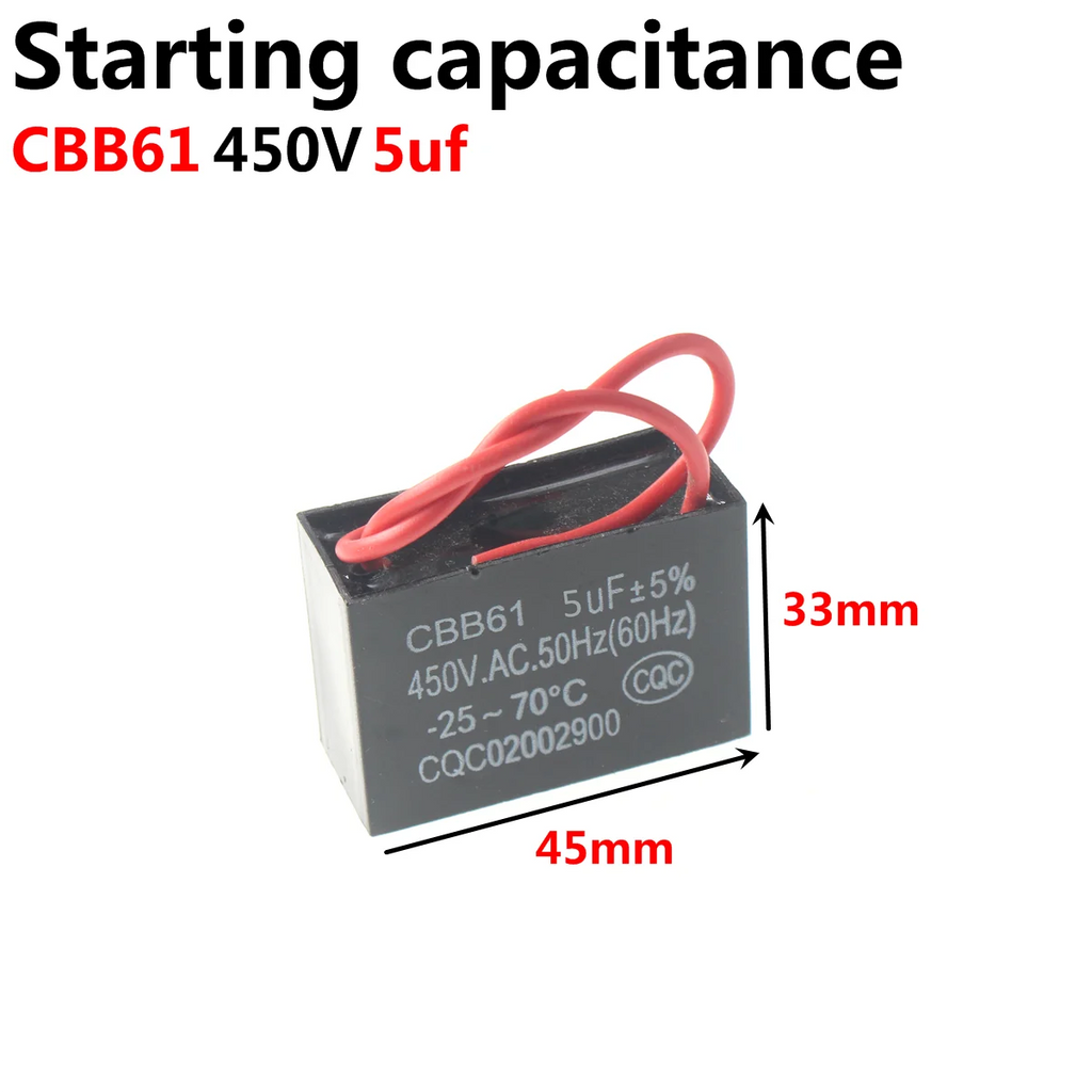 Washing Machine Starting Motor Run Capacitor CBB60 450V 5UF 10UF 15UF 20UF 25UF 3 4 5 6 8 12 14 16 18 30 35 40 45 50 60 70 80 UF