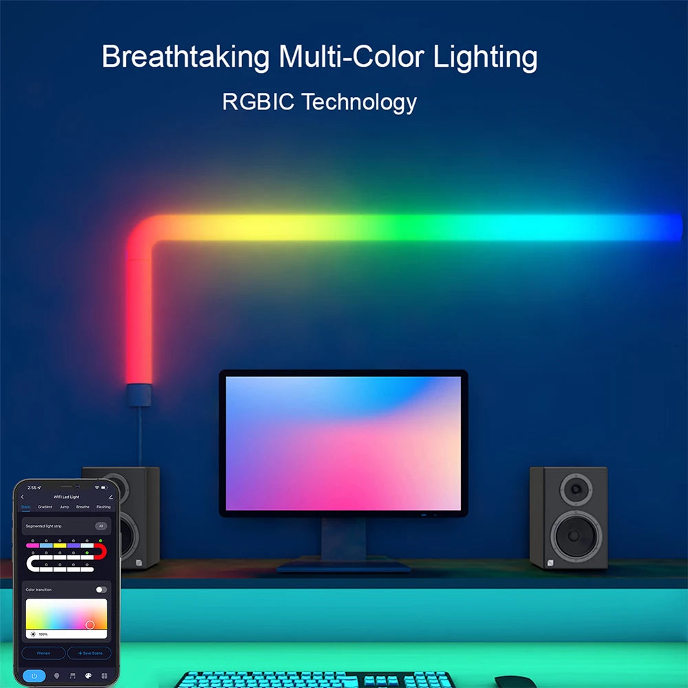 DC12V Creative BT/TUYA WiFi Splicable Remote Control Bedside Indoor Smart RGB Graffiti Net Red Atmospheric Wall Lamp