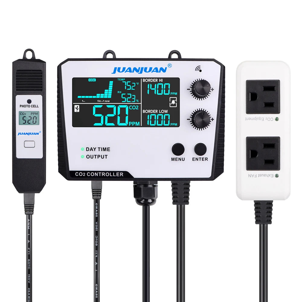 Smart CO2 Controller Dual/Single Channel NDIR CO2 Sensor Day Night Carbon Dioxide Detector For Greenhouse Hydroponics EU/US plug